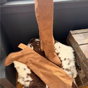 Brown Suede Knee High Boots